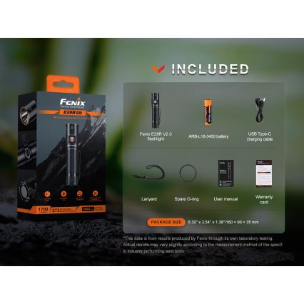 Fenix E28RV20 - LED Prigušiva punjiva baterijska lampa LED/USB IP68 1700 lm 260 h
