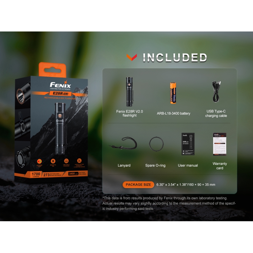 Fenix E28RV20 - LED Prigušiva punjiva baterijska lampa LED/USB IP68 1700 lm 260 h