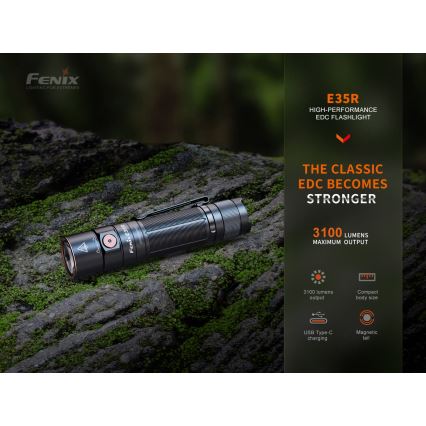 Fenix E35RSETAODS - LED Prigušiva punjiva baterijska lampa LED/USB IP68 3100 lm 69 h + difuzor 26,5mm