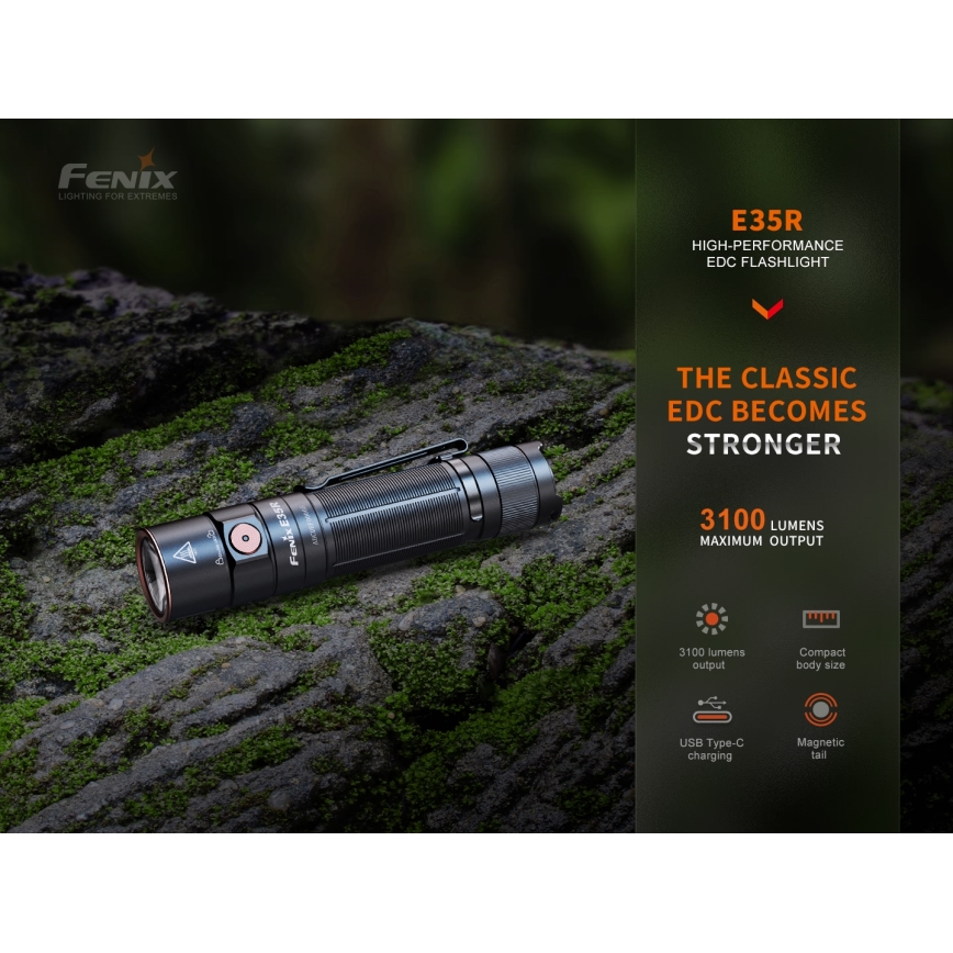 Fenix E35RSETAODS - LED Prigušiva punjiva baterijska lampa LED/USB IP68 3100 lm 69 h + difuzor 26,5mm