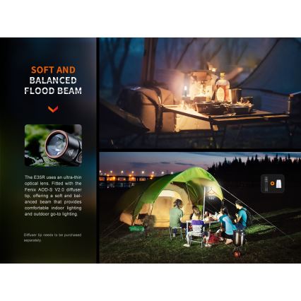 Fenix E35RSETAODS - LED Prigušiva punjiva baterijska lampa LED/USB IP68 3100 lm 69 h + difuzor 26,5mm