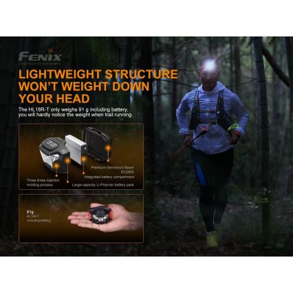 Fenix HL18RTRAIL - LED Punjiva čeona svjetiljka LED/3xAAA IP66 500 lm 300 h
