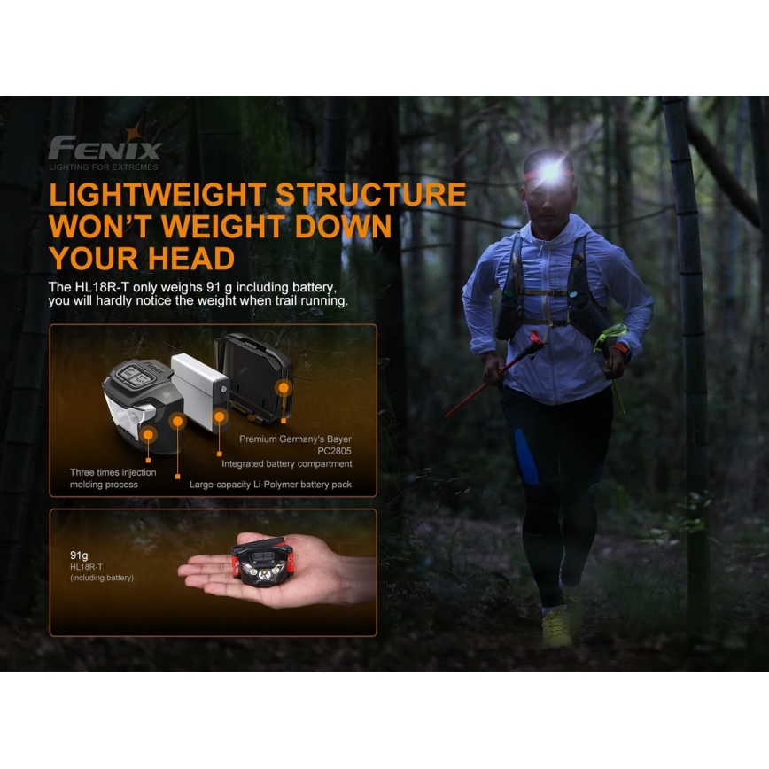 Fenix HL18RTRAIL - LED Punjiva čeona svjetiljka LED/3xAAA IP66 500 lm 300 h