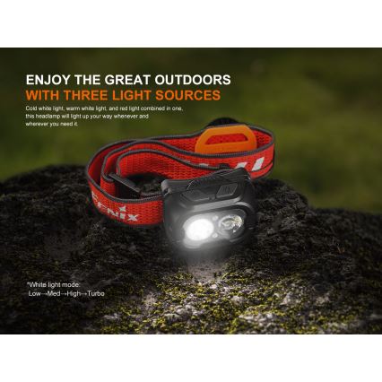 Fenix HL18RTV20BLC - LED Prigušiva punjiva čeona lampa LED/USB IP66 800 lm 160 h crno/narandžasta
