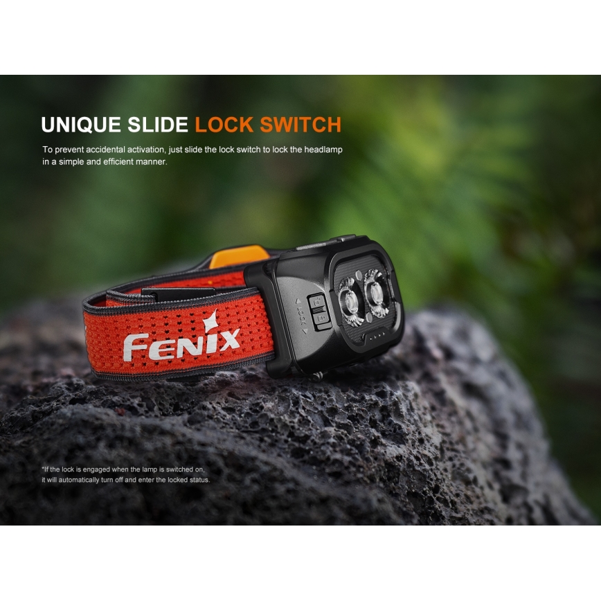Fenix HL18RTV20BLC - LED Prigušiva punjiva čeona lampa LED/USB IP66 800 lm 160 h crno/narandžasta