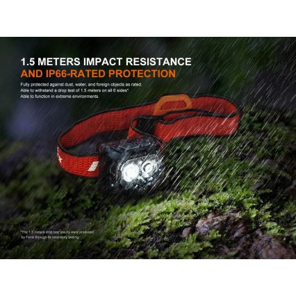 Fenix HL18RTV20BLC - LED Prigušiva punjiva čeona lampa LED/USB IP66 800 lm 160 h crno/narandžasta