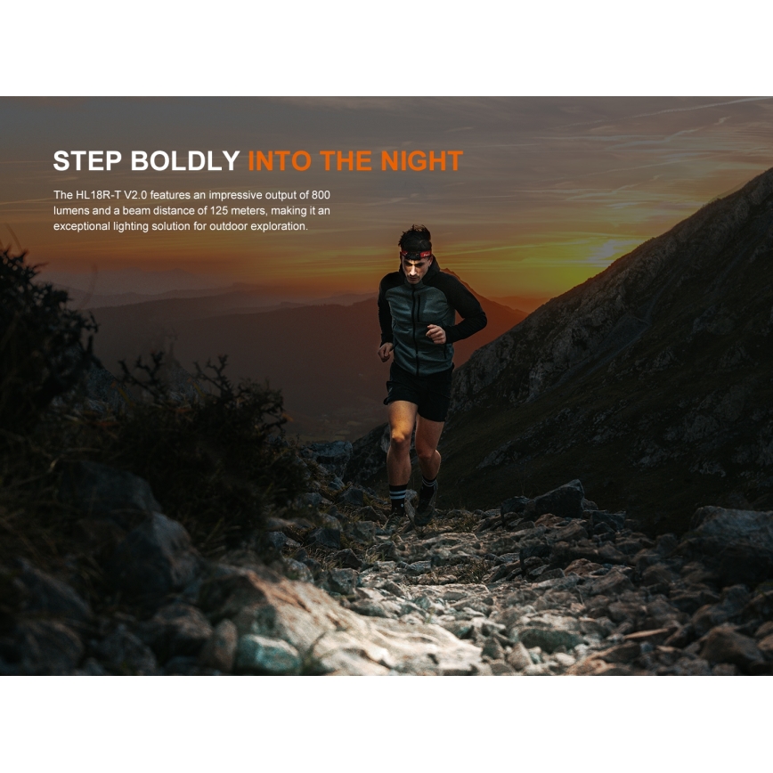 Fenix HL18RTV20WHT - prigušiva punjiva LED čelovka LED/USB IP66 800 lm 160 h bela/crna