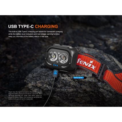 Fenix HL18RTV20WHT - prigušiva punjiva LED čelovka LED/USB IP66 800 lm 160 h bela/crna