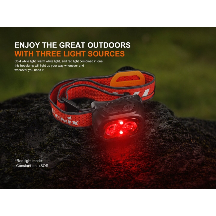 Fenix HL18RTV20WHT - LED Prigušiva punjiva čeona lampa LED/USB IP66 800 Im 160 h bela/crno