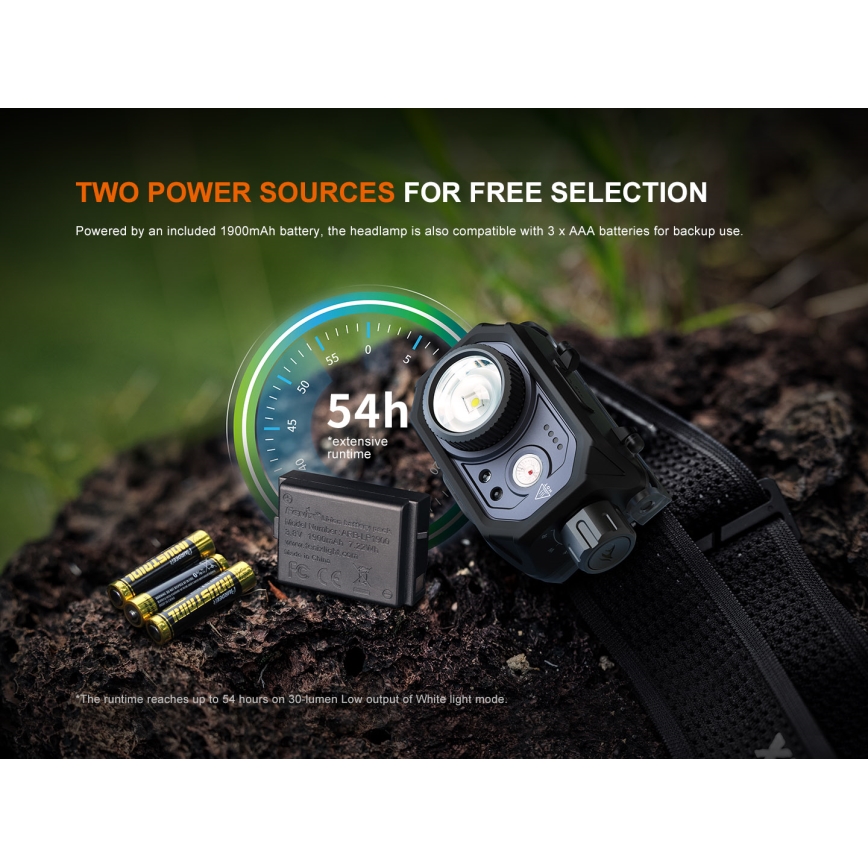 Fenix HL45R - LED Prigušiva punjiva fokusirajuća čeona lampa LED/USB IP66 1000 Im 240 h crno