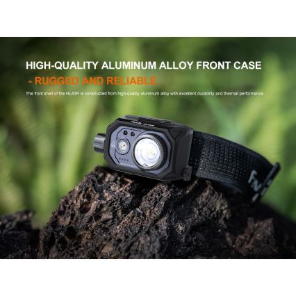 Fenix HL45R - LED Prigušiva punjiva fokusirajuća čeona lampa LED/USB IP66 1000 Im 240 h crno