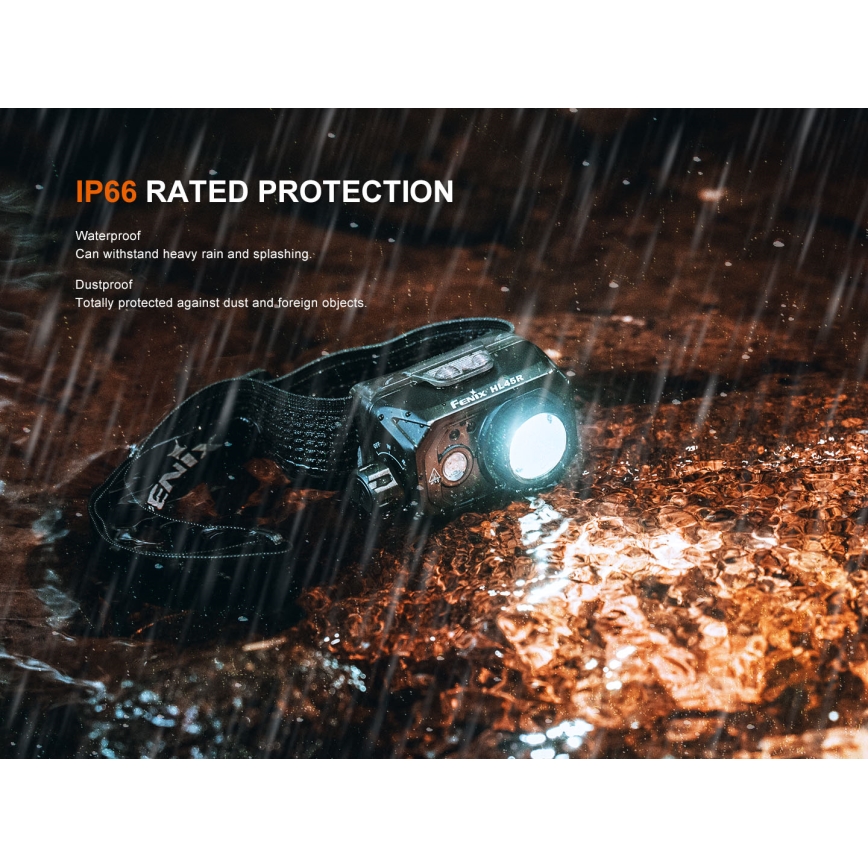 Fenix HL45R - LED Prigušiva punjiva fokusirajuća čeona lampa LED/USB IP66 1000 Im 240 h crno