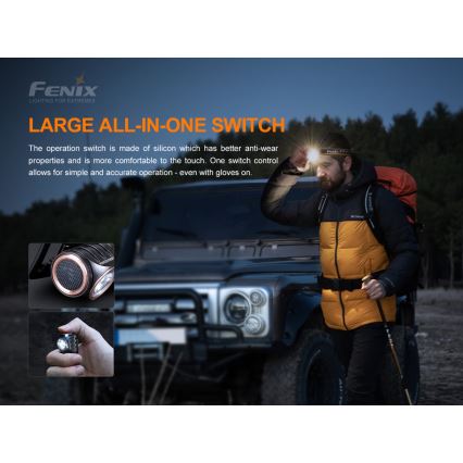 Fenix HM50RV20 - LED Punjiva čeona lampa 3xLED/USB/1xCR123A IP68 700 Im 120 h 700 mAh