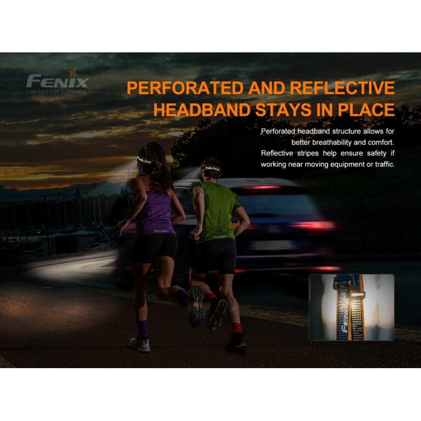 Fenix HM50RV20 - LED Punjiva čeona lampa 3xLED/USB/1xCR123A IP68 700 Im 120 h 700 mAh