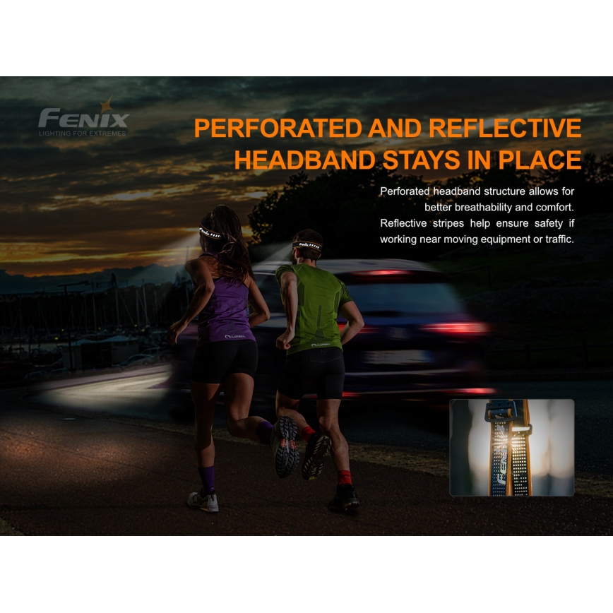 Fenix HM51RV20 - LED Punjiva čeona lampa 3xLED/1xCR123A/USB IP68 700 Im 120 h 700 m