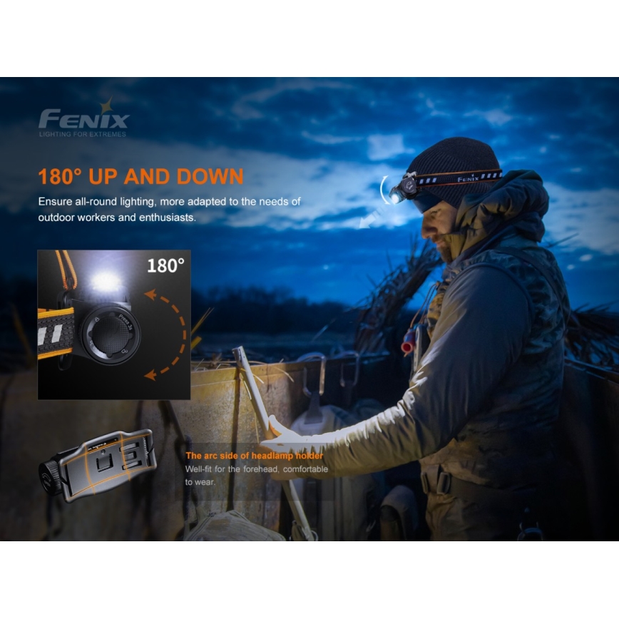 Fenix HM60R - LED Prigušiva punjiva čeona lampa 4xLED/USB/2xCR123A IP68 1300 Im 300 h 3400 mAh