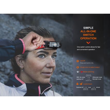 Fenix HM62TMGM - LED prigušiva punjiva čelna lampa LED/USB IP68 1200 lm 280 h 3400 mAh