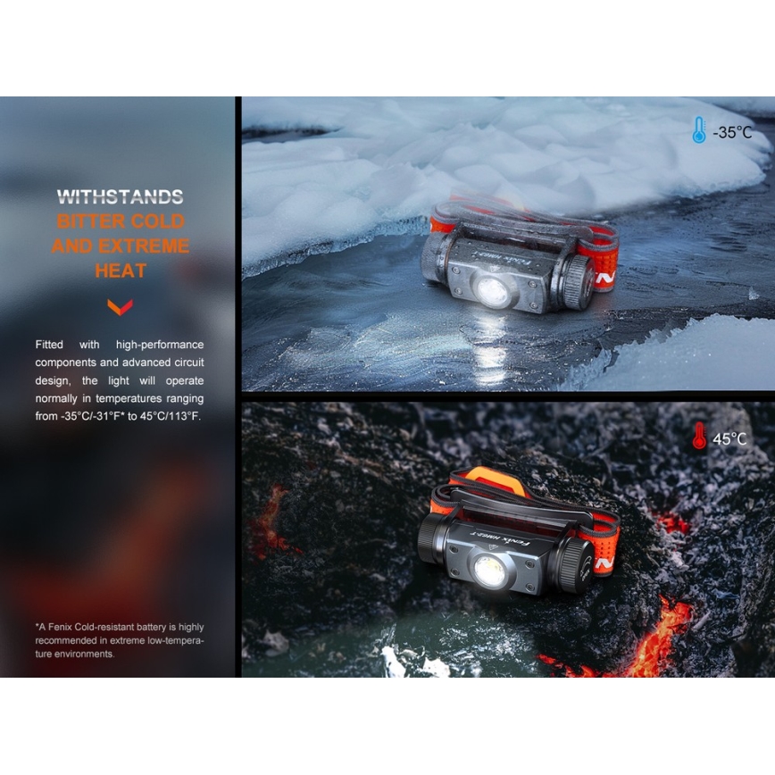 Fenix HM62TMGM - LED prigušiva punjiva čelna lampa LED/USB IP68 1200 lm 280 h 3400 mAh