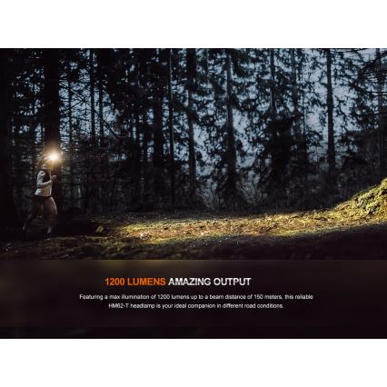 Fenix HM62TMGM - LED Prigušiva punjiva čeona lampa LED/USB IP68 1200 lm 280 h