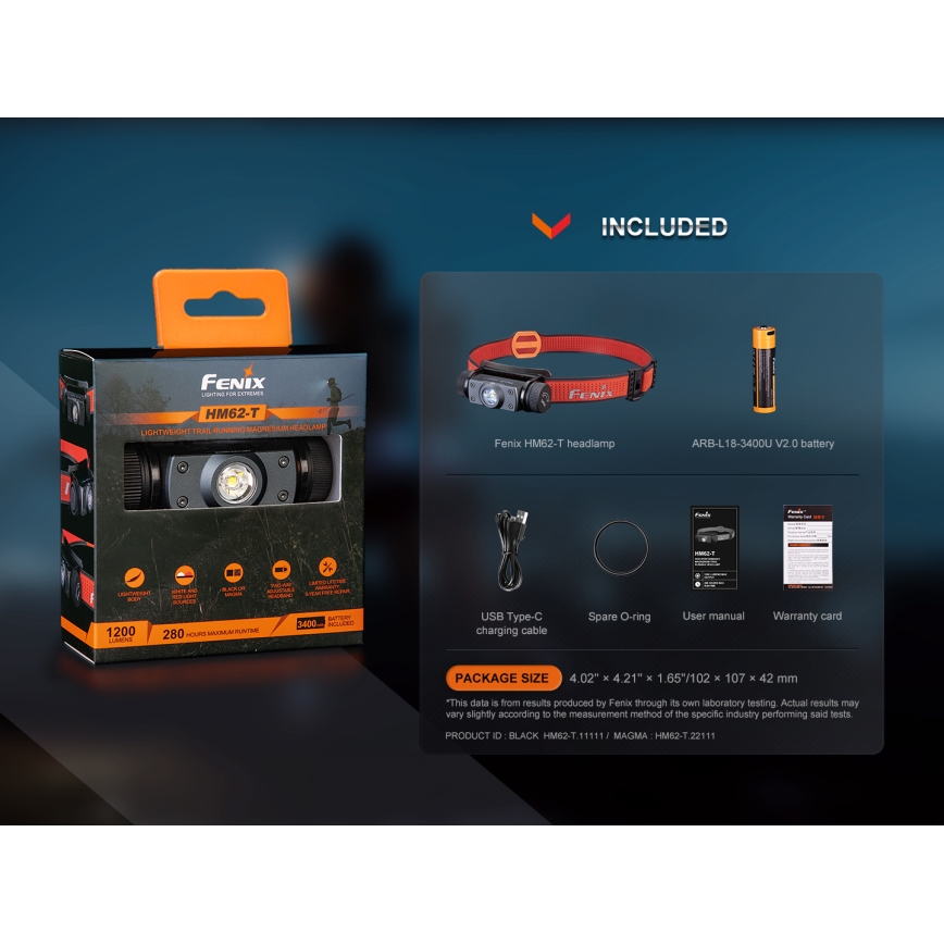 Fenix HM62TMGM - LED Prigušiva punjiva čeona lampa LED/USB IP68 1200 lm 280 h