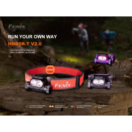 Fenix HM65RTV20BLC- LED Prigušiva punjiva čeona lampa LED/USB IP68 crno/narandžasta