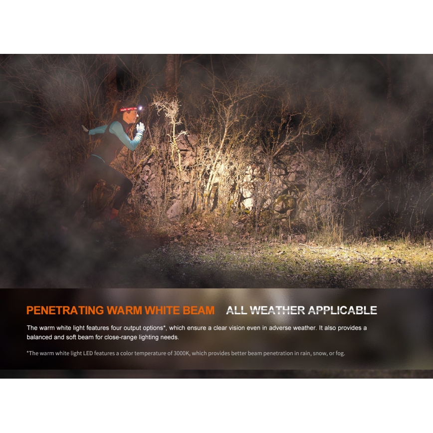 Fenix HM65RTV20BLC- LED Prigušiva punjiva čeona lampa LED/USB IP68 crno/narandžasta