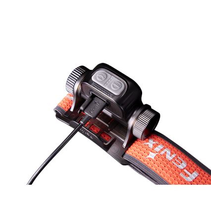 Fenix HM65RTV20BLC- LED Prigušiva punjiva čeona lampa LED/USB IP68 crno/narandžasta