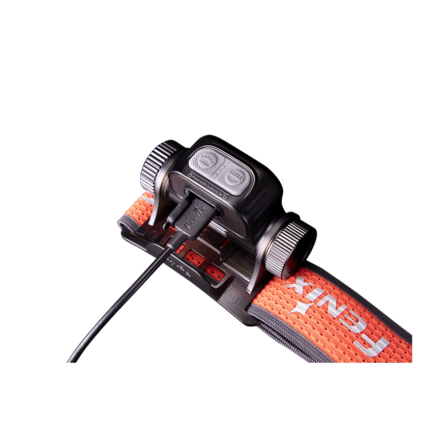 Fenix HM65RTV20BLC- LED Prigušiva punjiva čeona lampa LED/USB IP68 crno/narandžasta