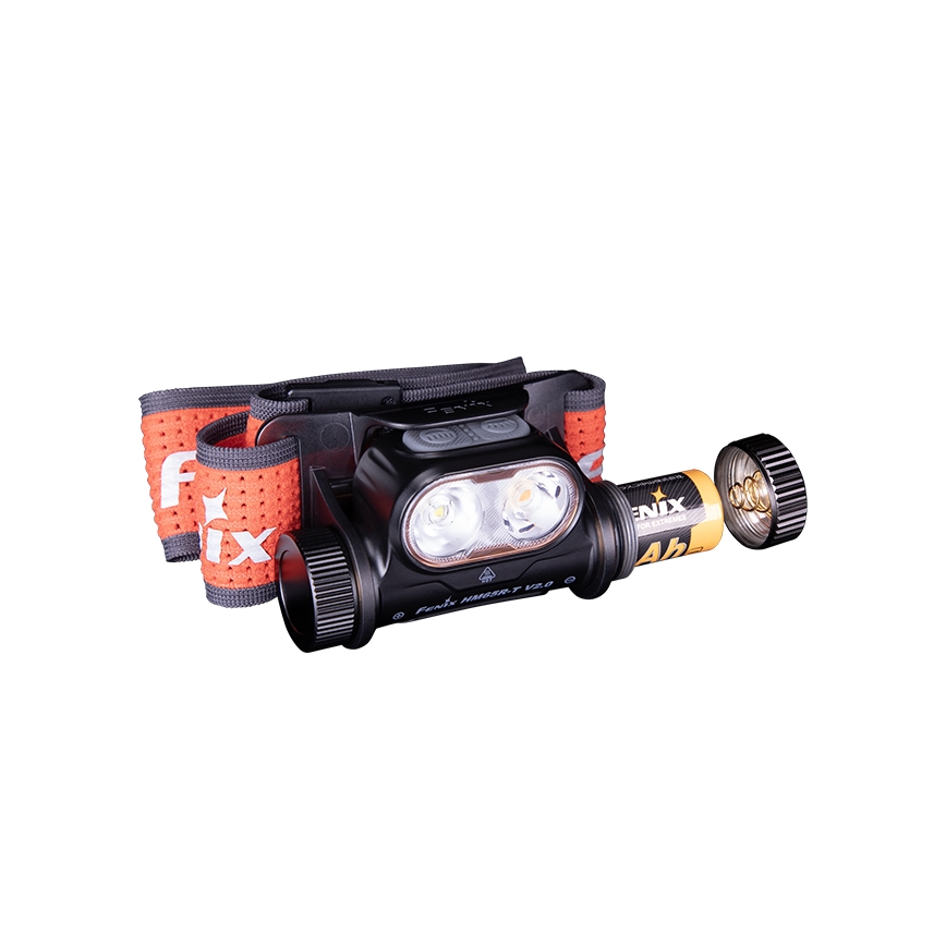 Fenix HM65RTV20BLC- LED Prigušiva punjiva čeona lampa LED/USB IP68 crno/narandžasta