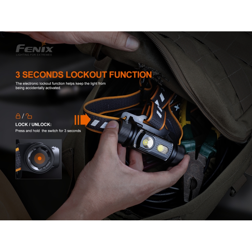 Fenix HM70R - LED Punjiva čeona lampa 4xLED/1x21700 IP68 1600 Im 800 h 5000 mAh