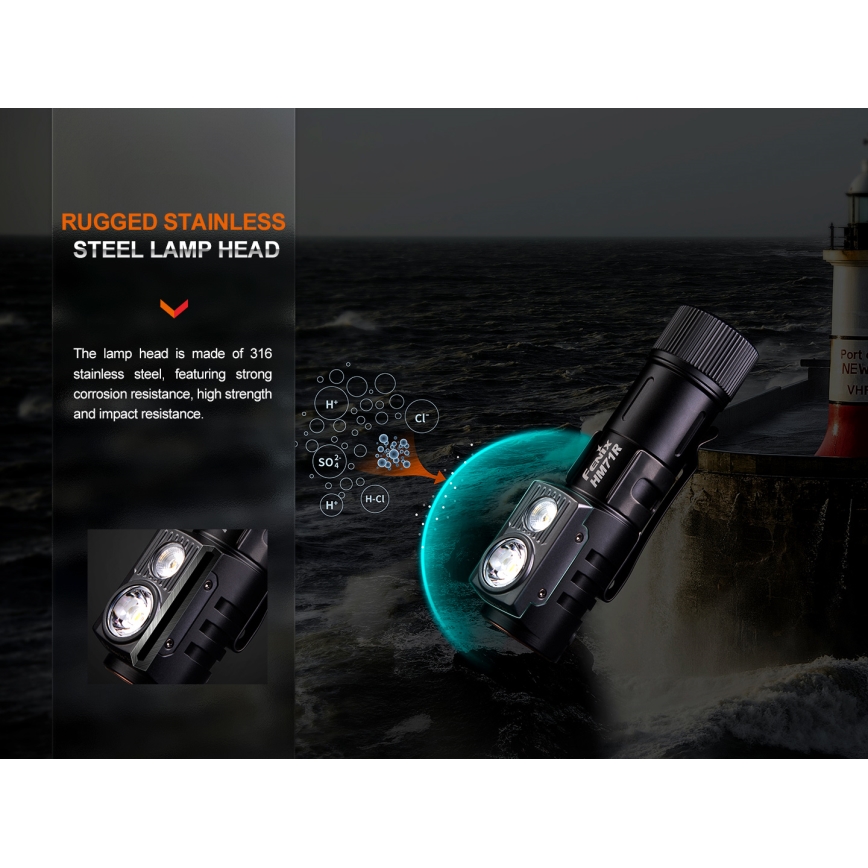 Fenix HM71R - LED Punjiva čeona lampa LED/USB IP68 2700 lm 400 h