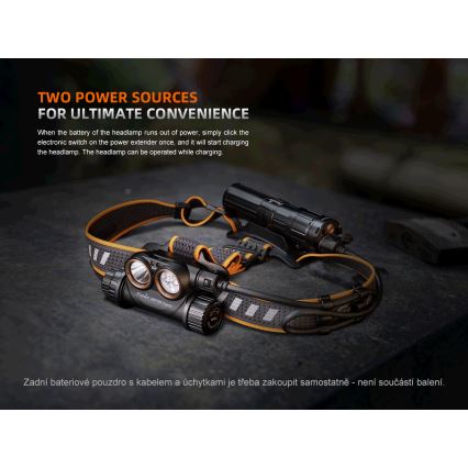 Fenix HM75RTOPAZ - LED Prigušiva punjiva čeona lampa LED/USB IP68 1600 lm 210 h