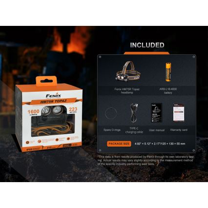 Fenix HM75RTOPAZ - LED Prigušiva punjiva čeona lampa LED/USB IP68 1600 lm 210 h