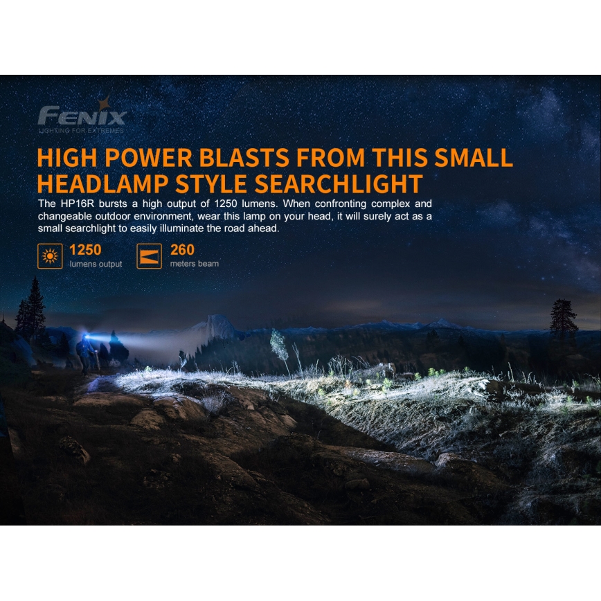 Fenix HP16R1250 - LED Punjiva čeona lampa 3xLED/USB 4xAA IP66 1250 Im 600 h 3000 mAh