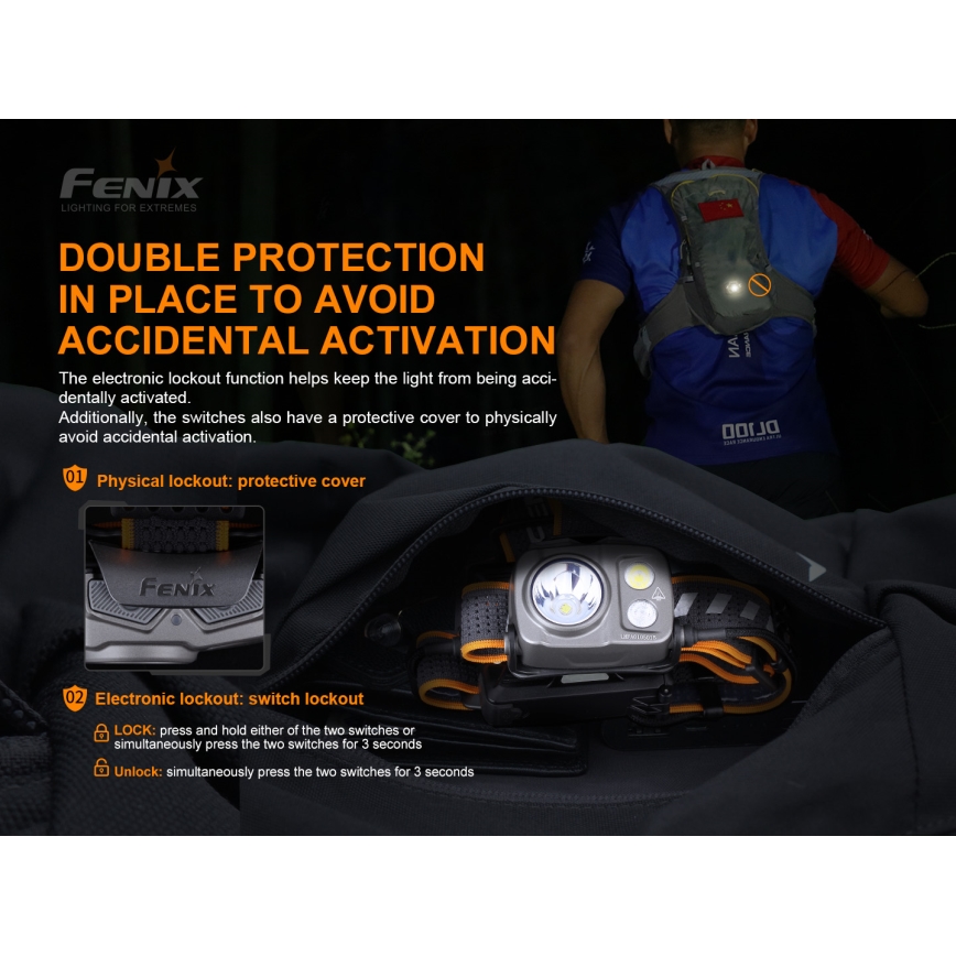 Fenix HP16R1250 - LED Punjiva čeona lampa 3xLED/USB 4xAA IP66 1250 Im 600 h 3000 mAh