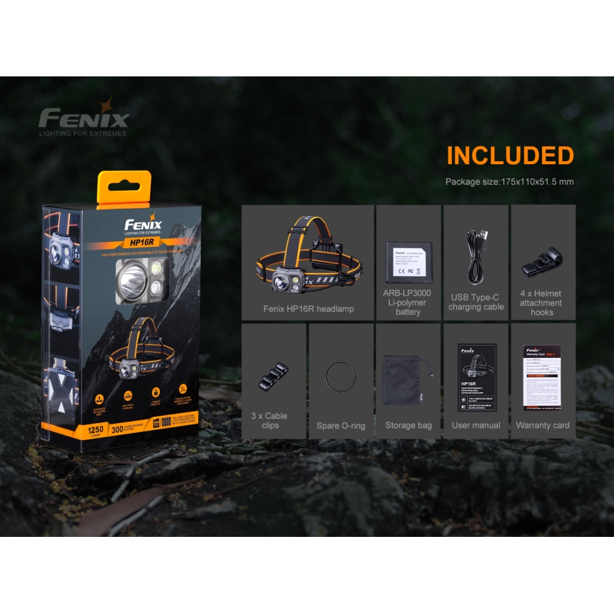 Fenix HP16R1250 - LED Punjiva čeona lampa 3xLED/USB 4xAA IP66 1250 Im 600 h 3000 mAh