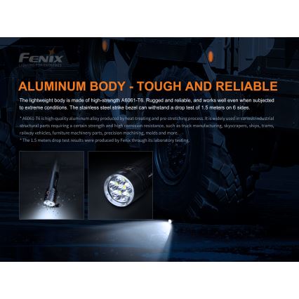 Fenix LR35R - LED punjiva baterijska lampa 6xLED/2x21700 4000 mAh IP68 10000 lm 80 h