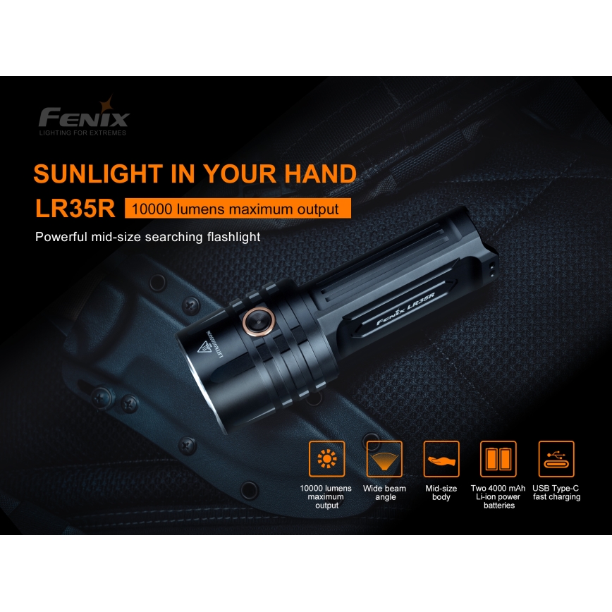 Fenix LR35R - LED punjiva baterijska lampa 6xLED/2x21700 4000 mAh IP68 10000 lm 80 h