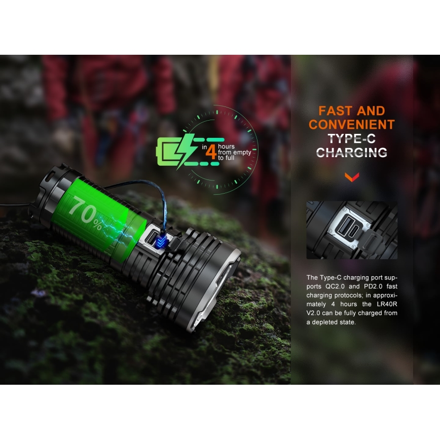 Fenix LR40RV20 - LED punjiva baterijska lampa LED/USB IP68 15000 lm 177 h