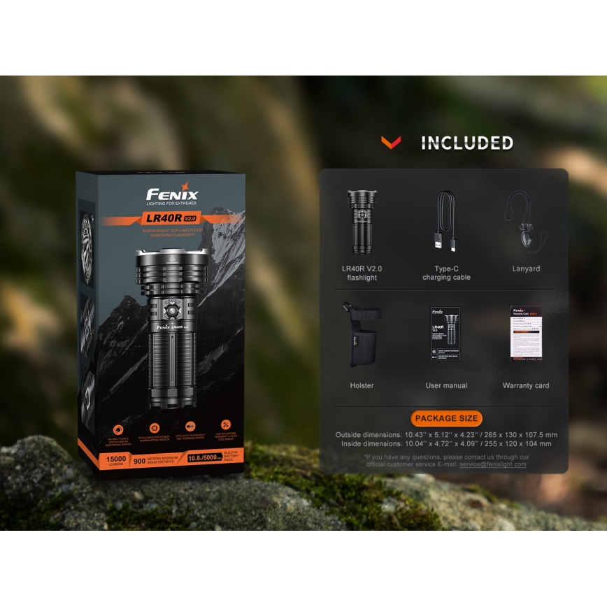 Fenix LR40RV20 - LED punjiva baterijska lampa LED/USB IP68 15000 lm 177 h
