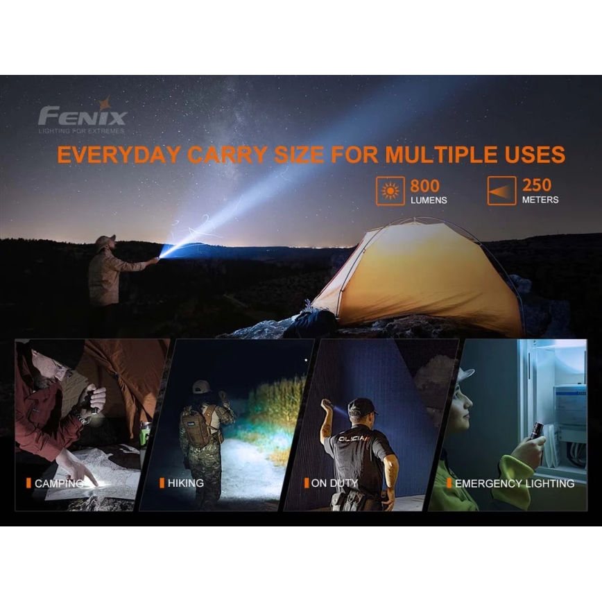 Fenix PD25R - LED punjiva baterijska lampa LED/1xCR123A IP68 800 Im 70 h