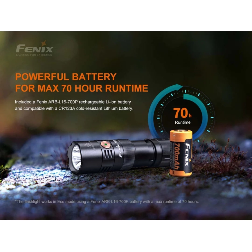 Fenix PD25R - LED punjiva baterijska lampa LED/1xCR123A IP68 800 Im 70 h