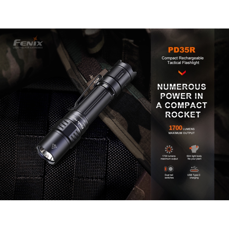 Fenix PD35R - LED punjiva baterijska lampa LED/USB IP68 1700 Im 100 h