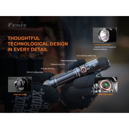 Fenix PD35V30 - LED punjiva baterijska lampa LED/USB/2xCR123A IP68 1700 Im 230 h 2600 mAh