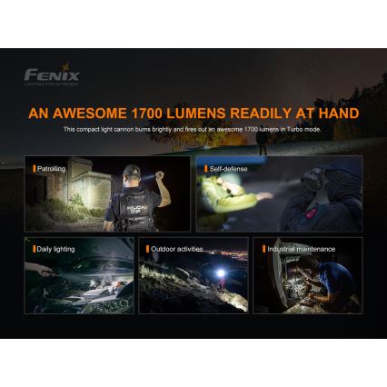 Fenix PD35V30 - LED punjiva baterijska lampa LED/USB/2xCR123A IP68 1700 Im 230 h 2600 mAh