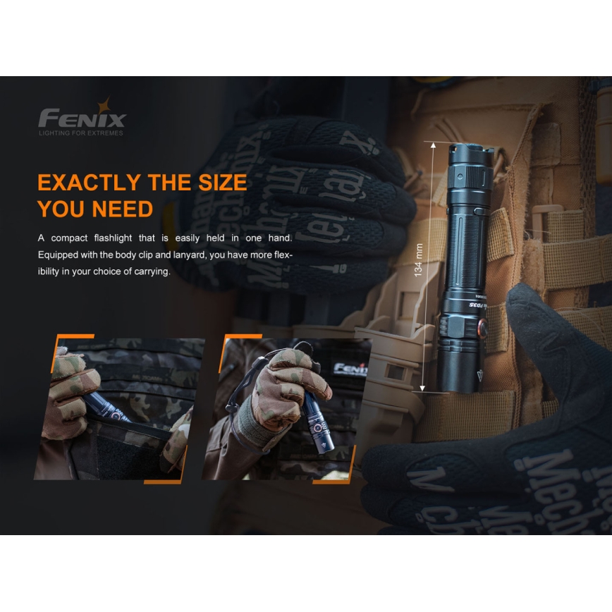 Fenix PD35V30 - LED punjiva baterijska lampa LED/USB/2xCR123A IP68 1700 Im 230 h 2600 mAh