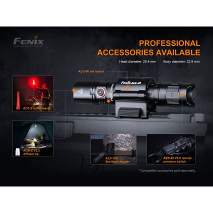 Fenix PD35V30 - LED punjiva baterijska lampa LED/USB/2xCR123A IP68 1700 Im 230 h 2600 mAh