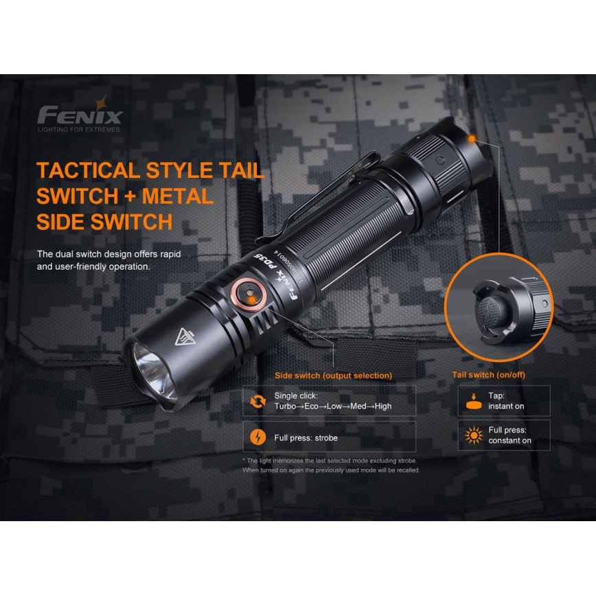 Fenix PD35V30 - LED punjiva baterijska lampa LED/USB/2xCR123A IP68 1700 Im 230 h 2600 mAh