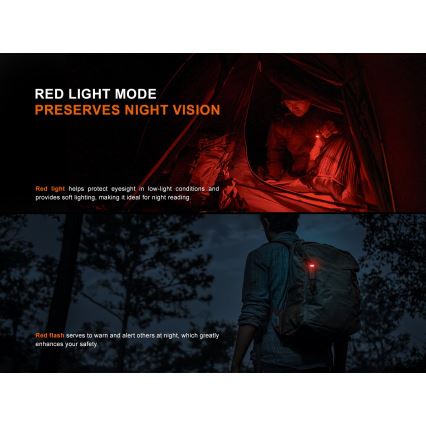 Fenix SW05RREDBLC - LED Prigušiva punjiva baterijska lampa LED/USB IPX6 150 Im 49 h crno