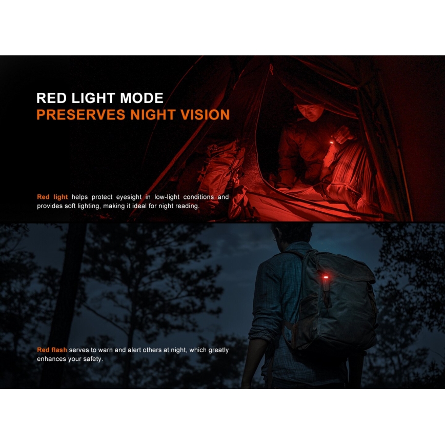 Fenix SW05RREDBLC - LED Prigušiva punjiva baterijska lampa LED/USB IPX6 150 Im 49 h crno
